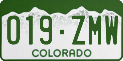 CO license plate 019ZMW