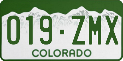 CO license plate 019ZMX