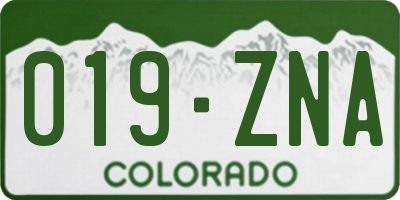 CO license plate 019ZNA
