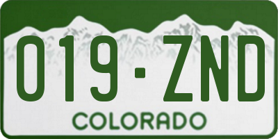 CO license plate 019ZND