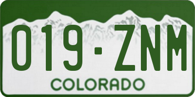 CO license plate 019ZNM