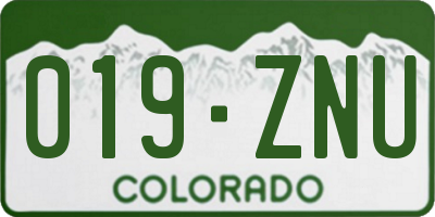 CO license plate 019ZNU