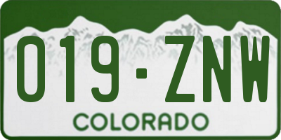 CO license plate 019ZNW