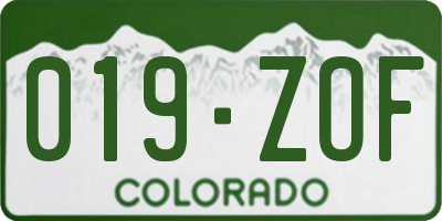 CO license plate 019ZOF