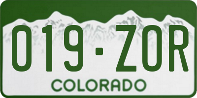 CO license plate 019ZOR