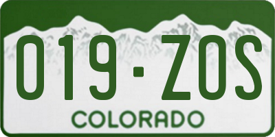 CO license plate 019ZOS