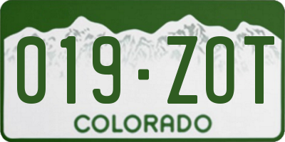 CO license plate 019ZOT