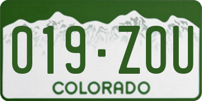CO license plate 019ZOU