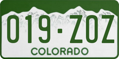 CO license plate 019ZOZ