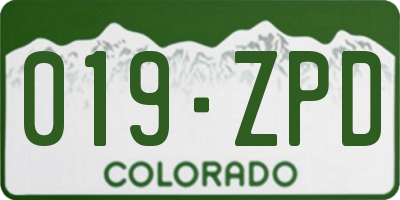 CO license plate 019ZPD
