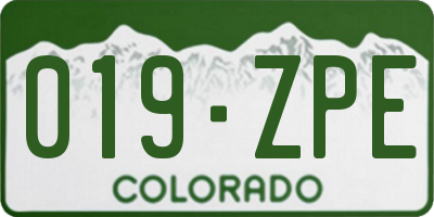 CO license plate 019ZPE