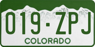 CO license plate 019ZPJ