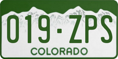 CO license plate 019ZPS