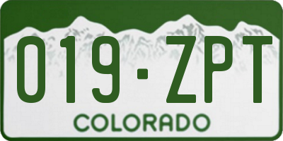 CO license plate 019ZPT