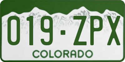 CO license plate 019ZPX