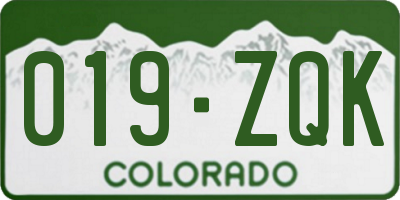CO license plate 019ZQK
