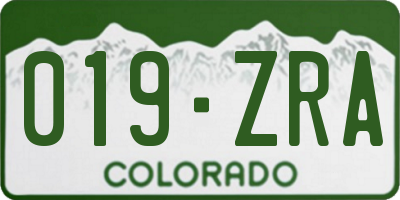 CO license plate 019ZRA