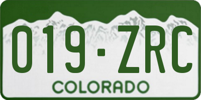 CO license plate 019ZRC