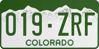 CO license plate 019ZRF