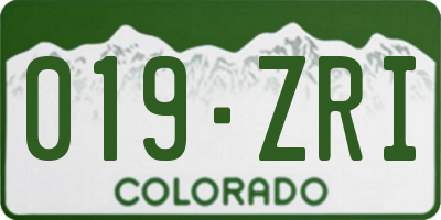 CO license plate 019ZRI