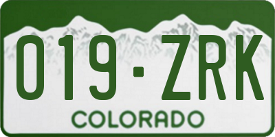 CO license plate 019ZRK