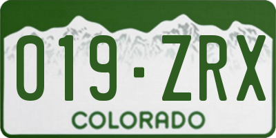 CO license plate 019ZRX