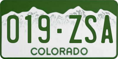 CO license plate 019ZSA