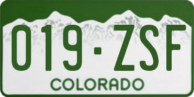 CO license plate 019ZSF
