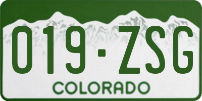 CO license plate 019ZSG