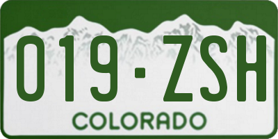 CO license plate 019ZSH