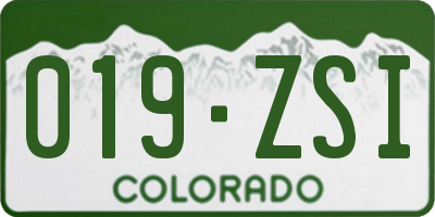 CO license plate 019ZSI