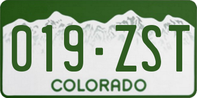 CO license plate 019ZST