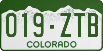 CO license plate 019ZTB