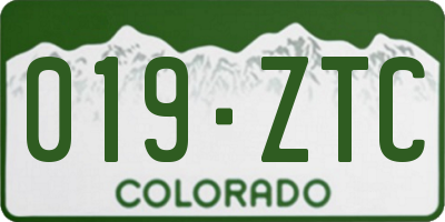 CO license plate 019ZTC