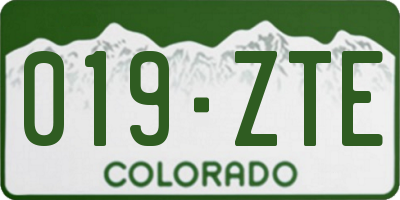 CO license plate 019ZTE