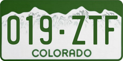 CO license plate 019ZTF