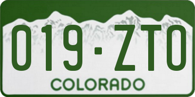 CO license plate 019ZTO