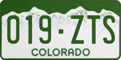 CO license plate 019ZTS