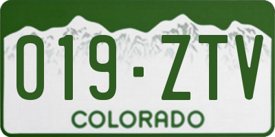 CO license plate 019ZTV