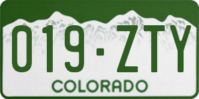 CO license plate 019ZTY