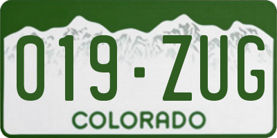 CO license plate 019ZUG