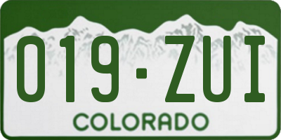 CO license plate 019ZUI