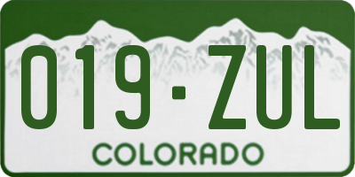 CO license plate 019ZUL