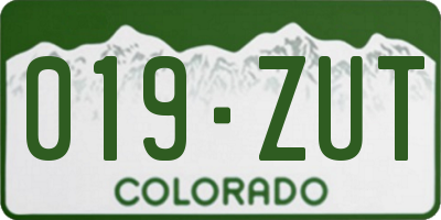 CO license plate 019ZUT