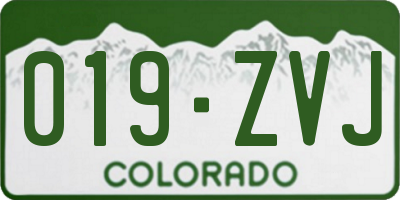 CO license plate 019ZVJ