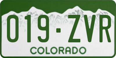 CO license plate 019ZVR