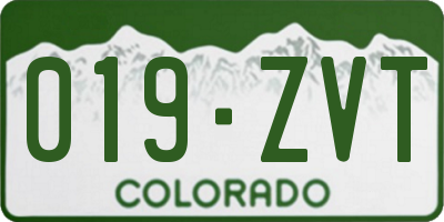 CO license plate 019ZVT