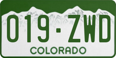CO license plate 019ZWD