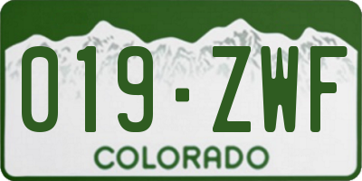CO license plate 019ZWF