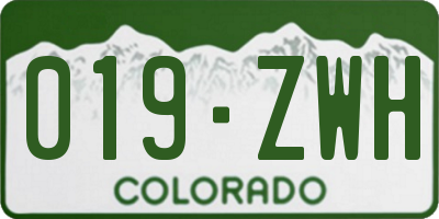 CO license plate 019ZWH